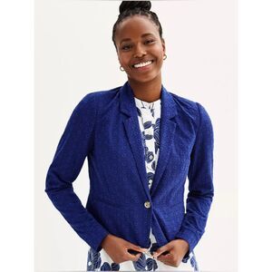 New Draper James Eyelet Textured Notch Lapel Women’s Blue Blazer Jacket Sz XL